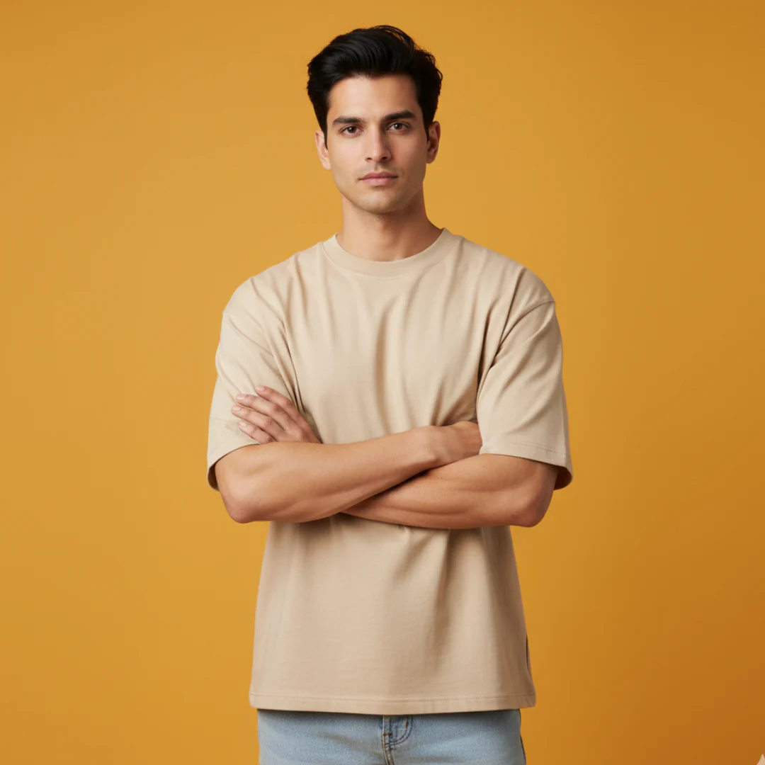 240 GSM French Terry Oversized T-Shirt – Super Combed 100% Cotton | Premium Heavyweight Comfort Fit - Image 4