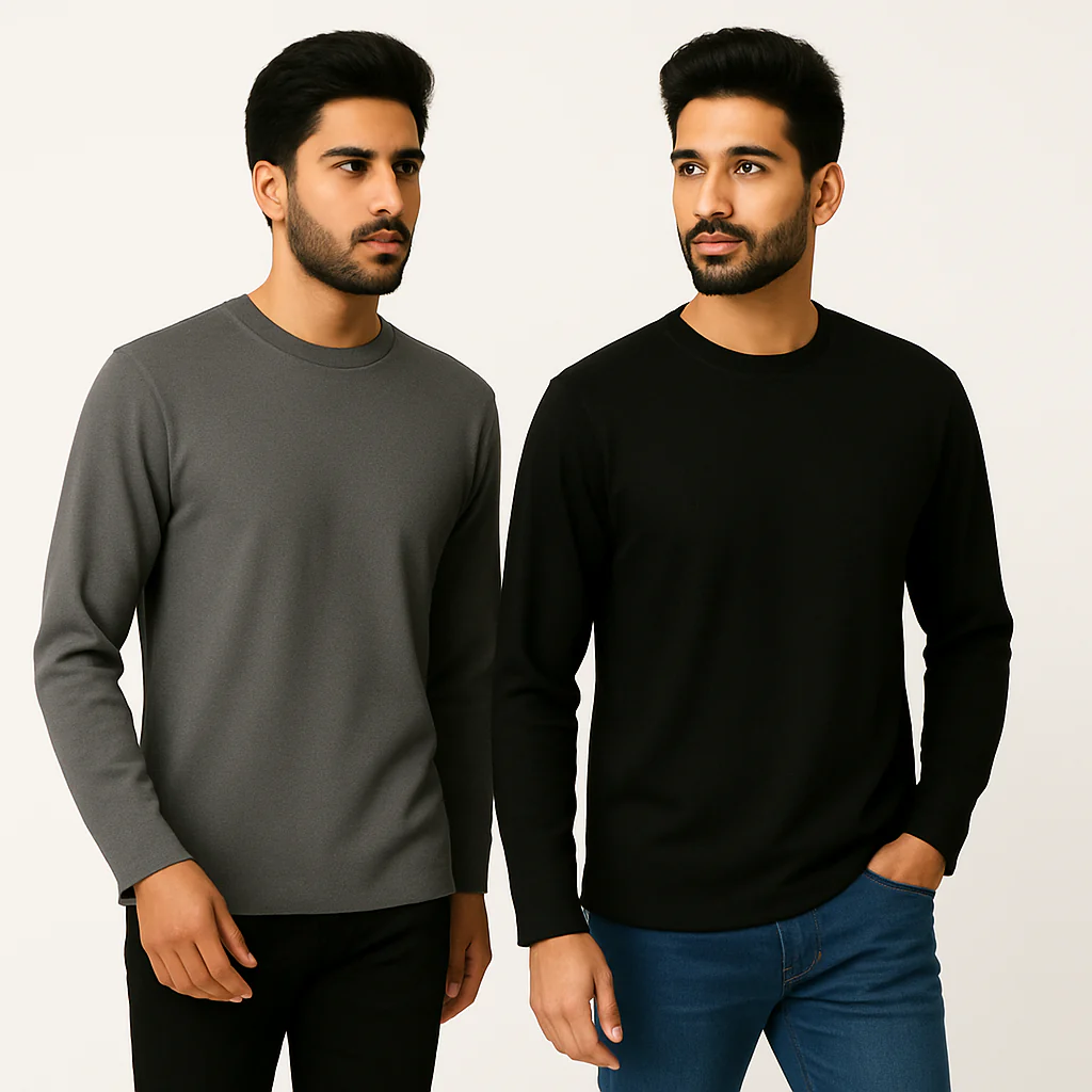 Premium 100% Cotton French Terry Full Sleeve 280 GSM T-Shirts – Pack of 2 | Oversized Fit - Image 3