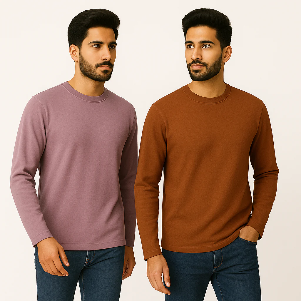 Premium 100% Cotton French Terry Full Sleeve 280 GSM T-Shirts – Pack of 2 | Oversized Fit - Image 4