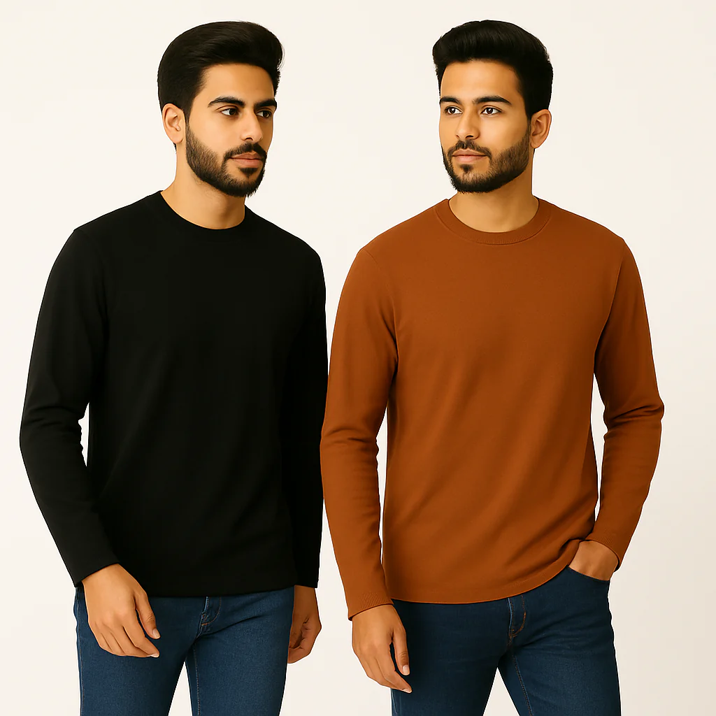 Premium 100% Cotton French Terry Full Sleeve 280 GSM T-Shirts – Pack of 2 | Oversized Fit - Image 5