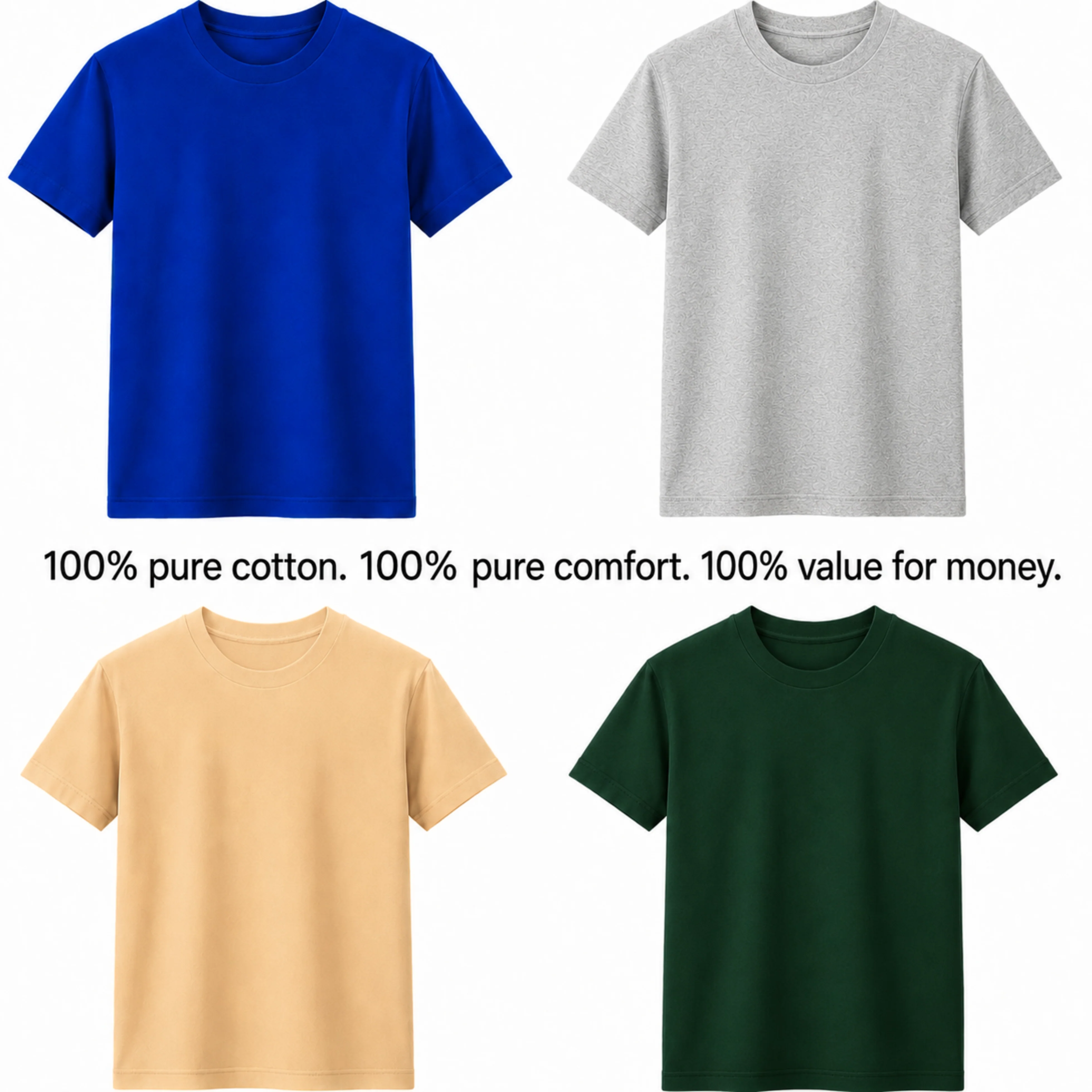 Premium Cotton T-Shirts Combo (Pack of 4) – Ultra-Soft, Breathable, and Durable Everyday Wear - Image 3