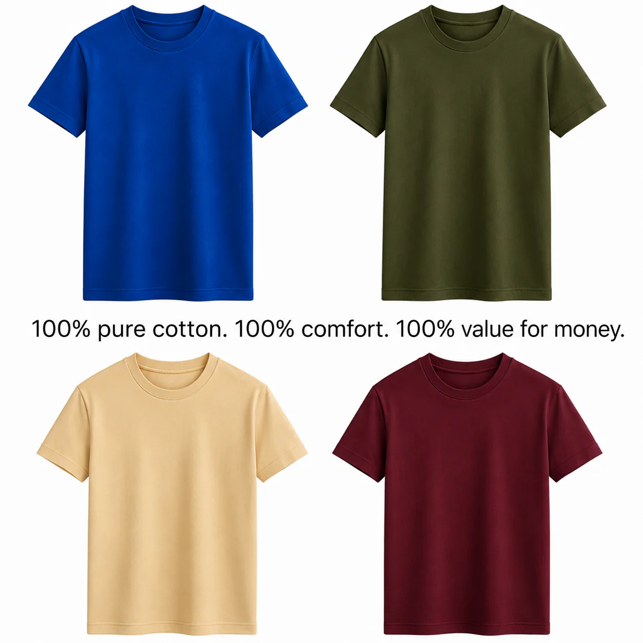 Premium Cotton T-Shirts Combo (Pack of 4) – Ultra-Soft, Breathable, and Durable Everyday Wear - Image 4