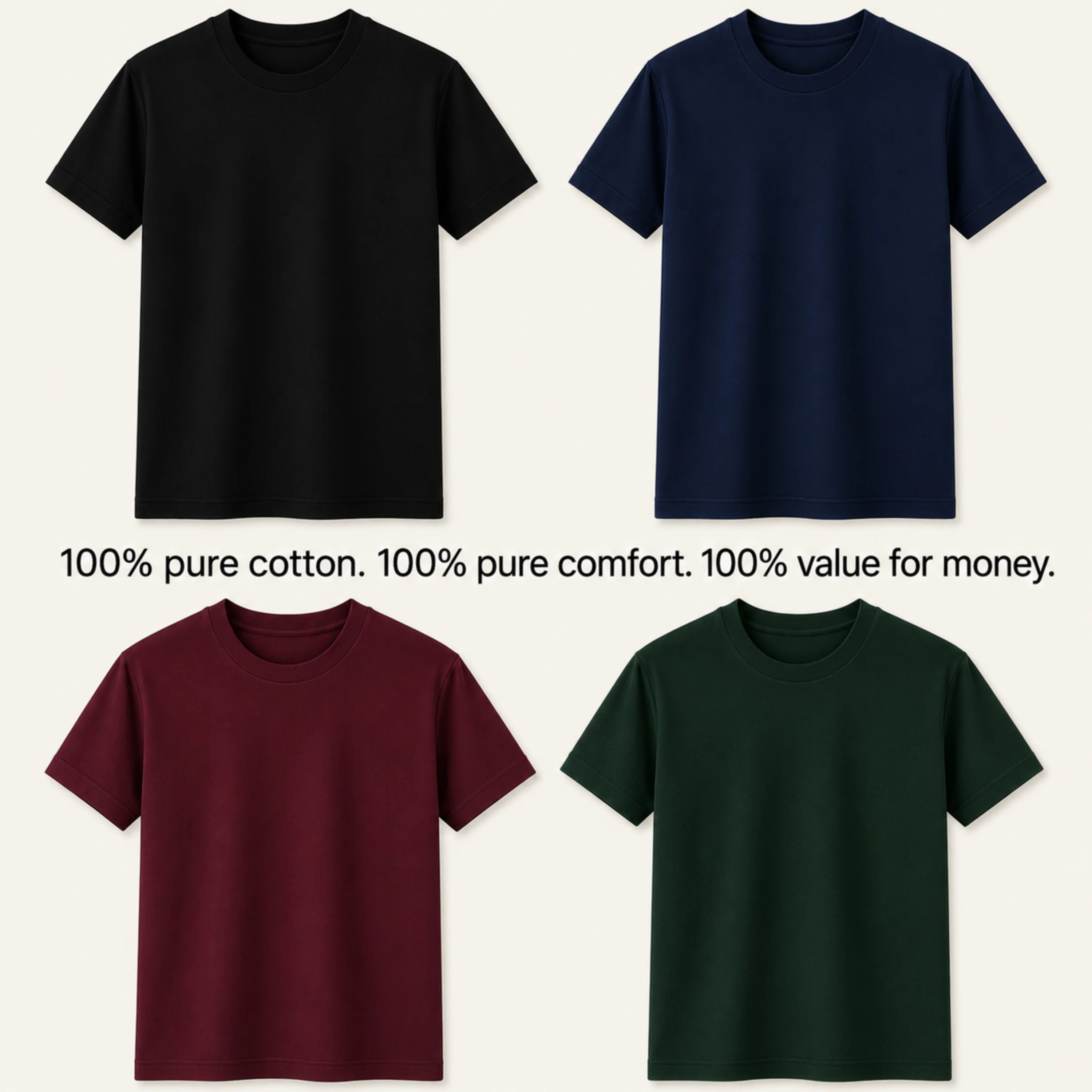 Premium Cotton T-Shirts Combo (Pack of 4) – Ultra-Soft, Breathable, and Durable Everyday Wear - Image 6