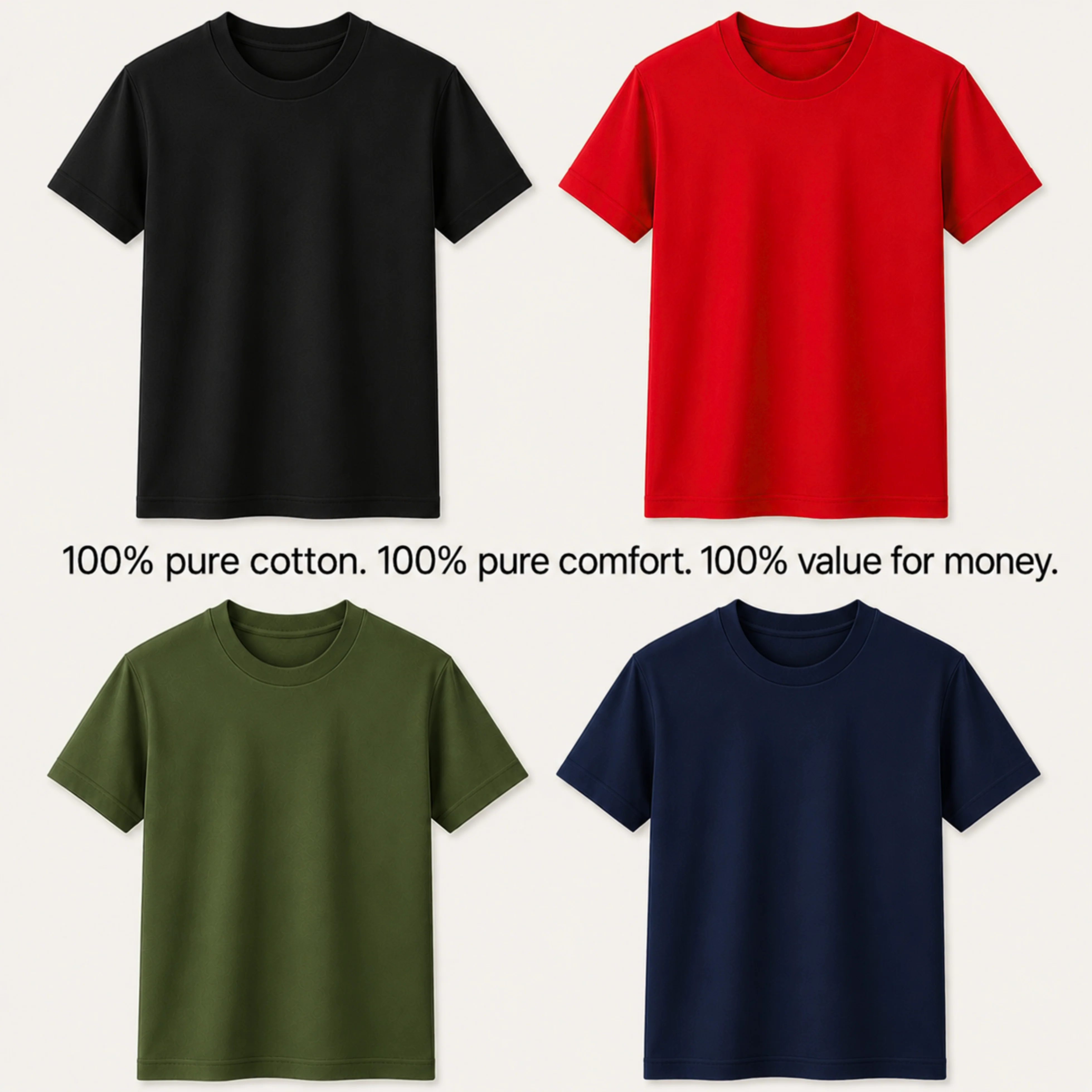 Premium Cotton T-Shirts Combo (Pack of 4) – Ultra-Soft, Breathable, and Durable Everyday Wear - Image 8