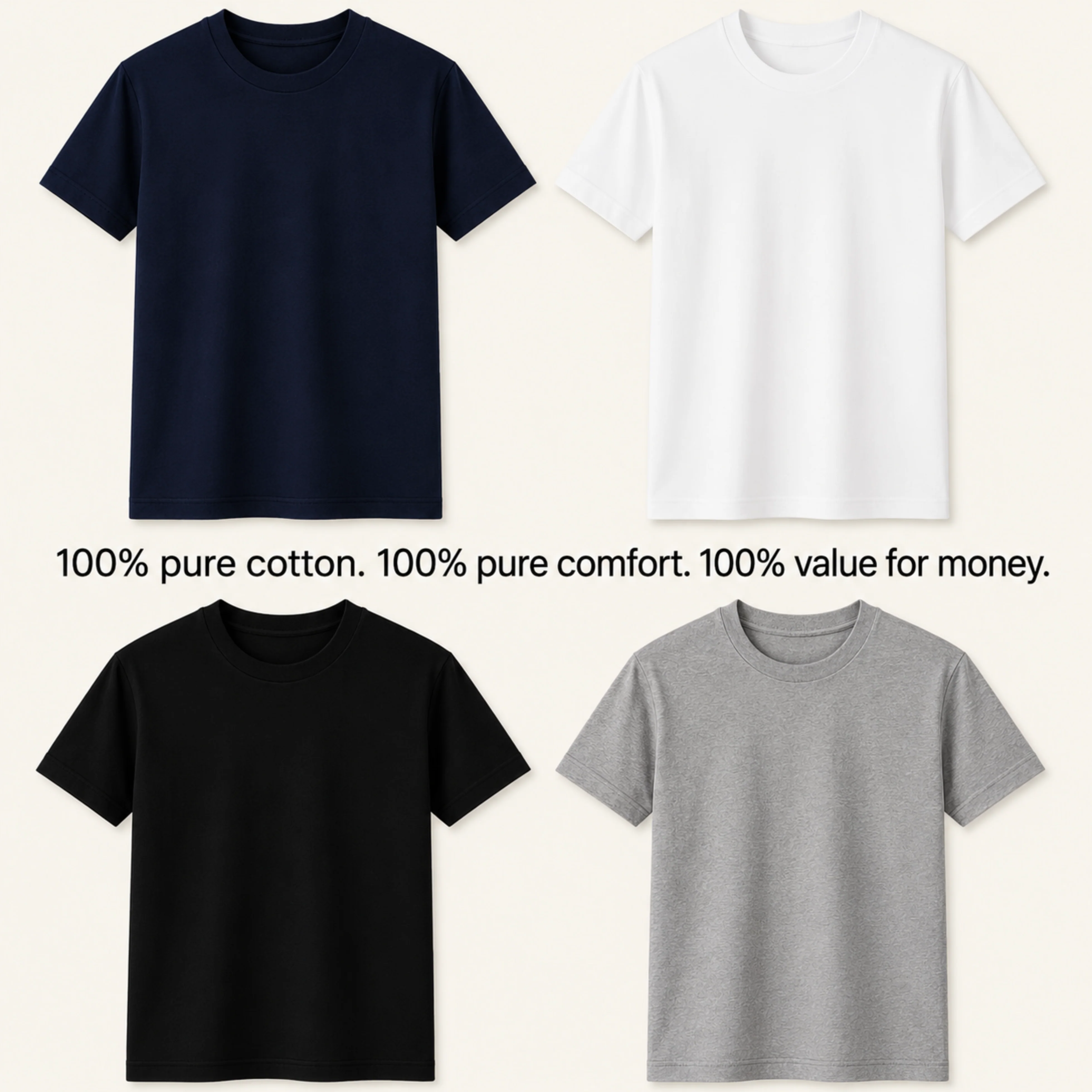 Premium Cotton T-Shirts Combo (Pack of 4) – Ultra-Soft, Breathable, and Durable Everyday Wear - Image 9