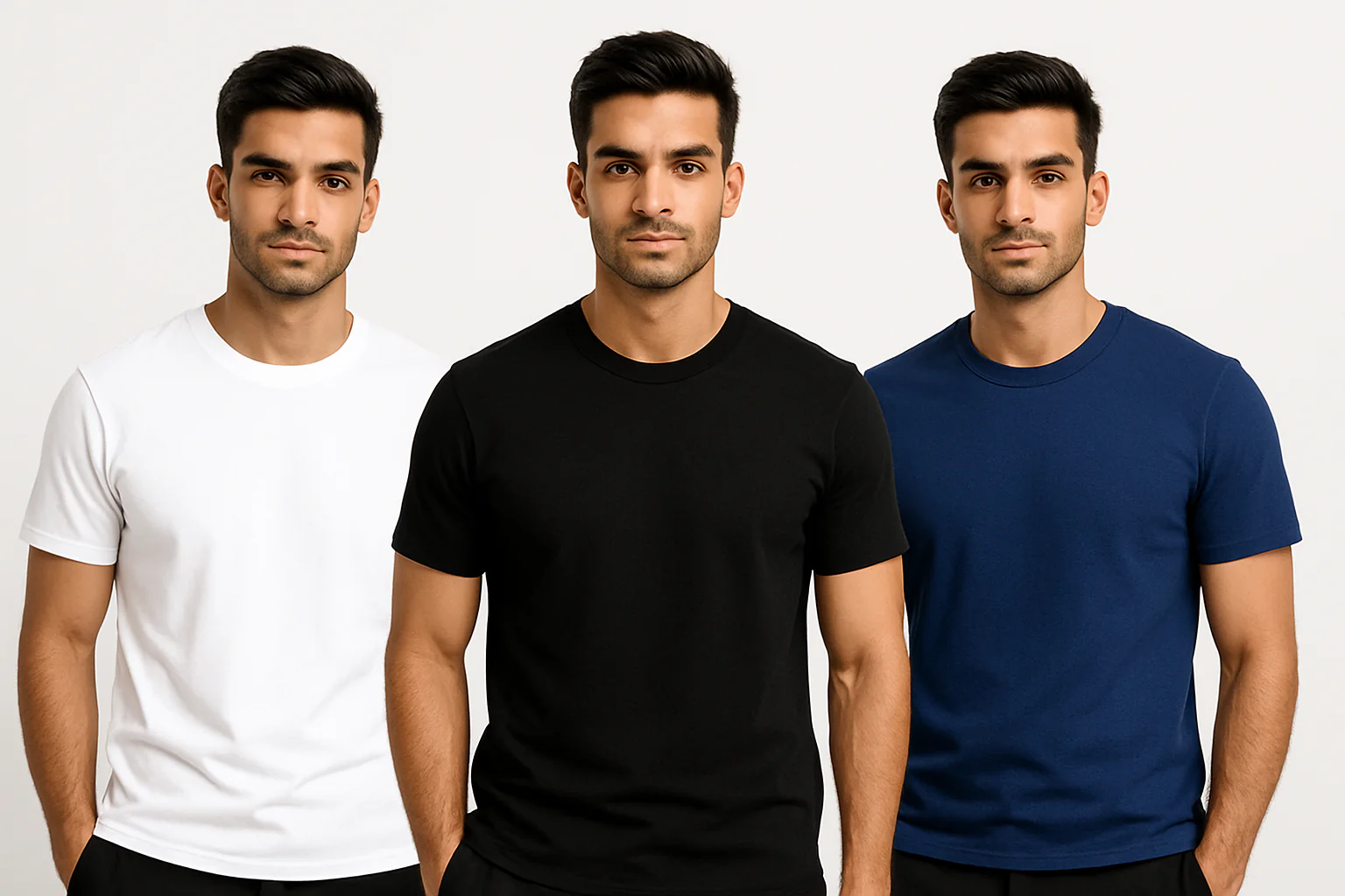Classic T-Shirt Combo – Pack of 3 | 100% Cotton, Solid Colors,Regular Fit, Casual Essentials - Image 3