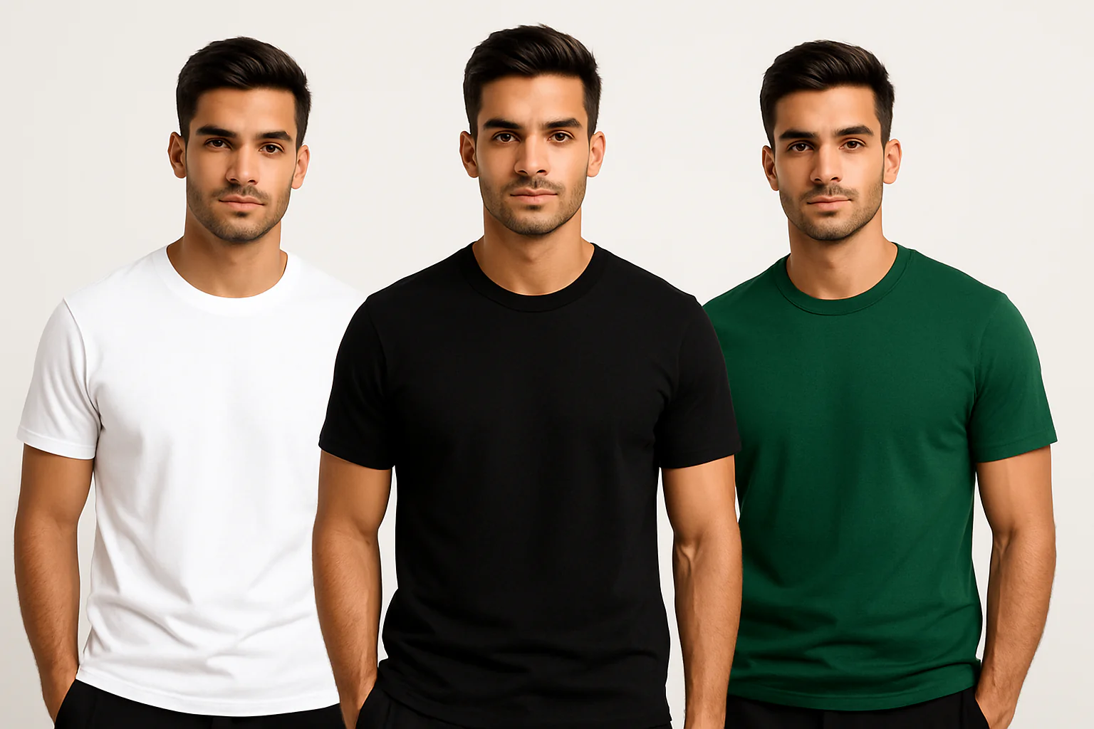 Classic T-Shirt Combo – Pack of 3 | 100% Cotton, Solid Colors,Regular Fit, Casual Essentials - Image 4