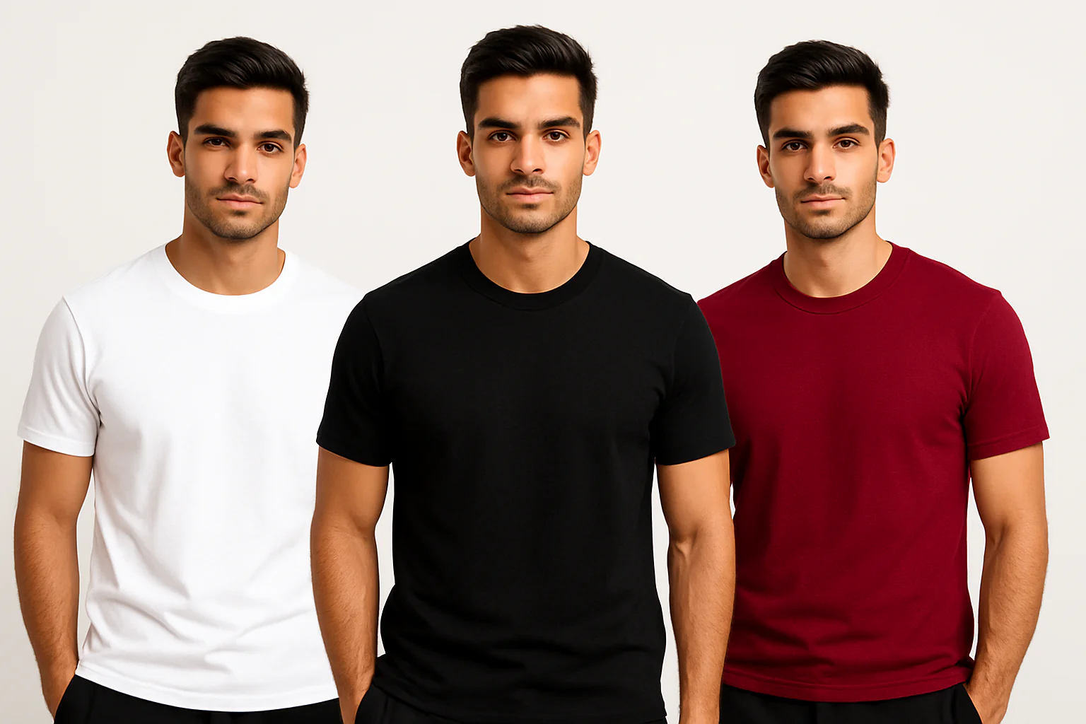 Classic T-Shirt Combo – Pack of 3 | 100% Cotton, Solid Colors,Regular Fit, Casual Essentials - Image 5