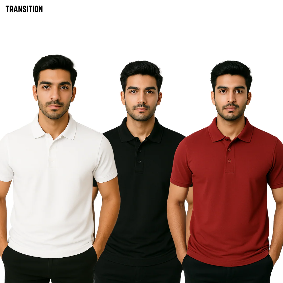 Pure Cotton Polo T-Shirt | 220GSM  | Pack of 3 | Super Combed | Red Label Fabric - Image 4